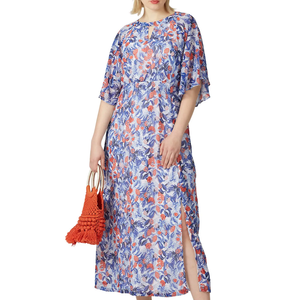 JunaRose Red White Blue Chiffon Maxi Dress SIZE 24 Wedding Party Flattering $90